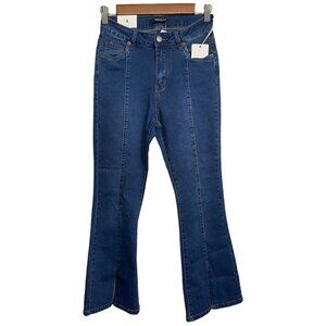 American Bazi Women's Junior NWT High Rise Flare Split Cuff Stretch Jeans Size 5